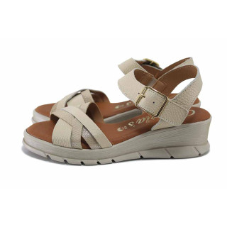 Бежови дамски сандали, естествена кожа - всекидневни обувки за лятото N 100025513