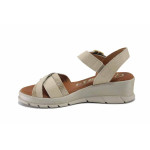 Бежови дамски сандали, естествена кожа - всекидневни обувки за лятото N 100025513