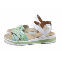 Зелени дамски сандали, естествена кожа - ежедневни обувки за лятото N 100025514