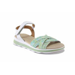 Зелени дамски сандали, естествена кожа - ежедневни обувки за лятото N 100025514