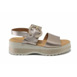 Бежови дамски сандали, естествена кожа - ежедневни обувки за лятото N 100025518