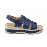 Сини дамски сандали, естествена кожа - всекидневни обувки за лятото N 100025517