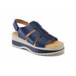 Сини дамски сандали, естествена кожа - всекидневни обувки за лятото N 100025517