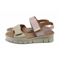 Бежови дамски сандали, естествена кожа - ежедневни обувки за лятото N 100025516