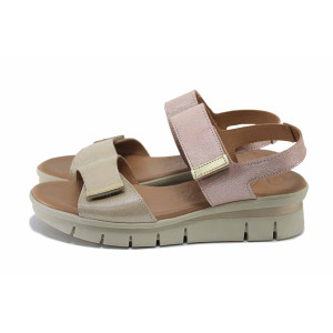 Бежови дамски сандали, естествена кожа - ежедневни обувки за лятото N 100025516