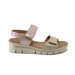 Бежови дамски сандали, естествена кожа - ежедневни обувки за лятото N 100025516