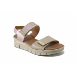 Бежови дамски сандали, естествена кожа - ежедневни обувки за лятото N 100025516