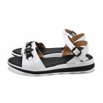 Бели дамски сандали, естествена кожа - всекидневни обувки за лятото N 100025519