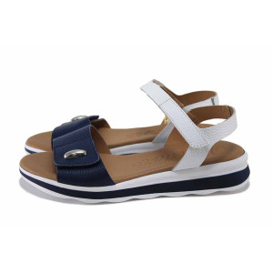 Сини дамски сандали, естествена кожа - ежедневни обувки за лятото N 100025520