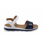 Сини дамски сандали, естествена кожа - ежедневни обувки за лятото N 100025520