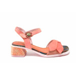 Розови дамски сандали, естествена кожа - всекидневни обувки за лятото N 100025521