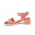 Розови дамски сандали, естествена кожа - всекидневни обувки за лятото N 100025521