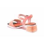 Розови дамски сандали, естествена кожа - всекидневни обувки за лятото N 100025521