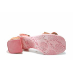 Розови дамски сандали, естествена кожа - всекидневни обувки за лятото N 100025521