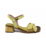 Жълти дамски сандали, естествена кожа - ежедневни обувки за лятото N 100025523