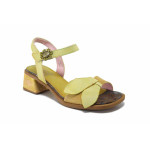 Жълти дамски сандали, естествена кожа - ежедневни обувки за лятото N 100025523