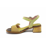 Жълти дамски сандали, естествена кожа - ежедневни обувки за лятото N 100025523