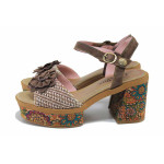 Кафяви дамски сандали, естествена кожа - всекидневни обувки за лятото N 100025524