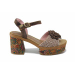 Кафяви дамски сандали, естествена кожа - всекидневни обувки за лятото N 100025524