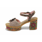 Кафяви дамски сандали, естествена кожа - всекидневни обувки за лятото N 100025524