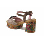 Кафяви дамски сандали, естествена кожа - всекидневни обувки за лятото N 100025524