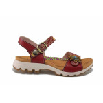 Червени дамски сандали, естествена кожа - ежедневни обувки за лятото N 100025525