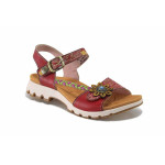 Червени дамски сандали, естествена кожа - ежедневни обувки за лятото N 100025525