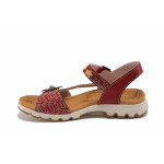 Червени дамски сандали, естествена кожа - ежедневни обувки за лятото N 100025525