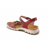 Червени дамски сандали, естествена кожа - ежедневни обувки за лятото N 100025525