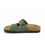 Зелени дамски чехли, естествена кожа - ежедневни обувки за лятото N 100025556