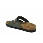 Зелени дамски чехли, естествена кожа - ежедневни обувки за лятото N 100025556