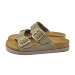 Сиви дамски чехли, естествена кожа - ежедневни обувки за лятото N 100025558