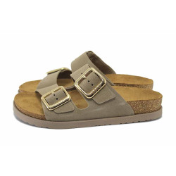 Сиви дамски чехли, естествена кожа - ежедневни обувки за лятото N 100025558