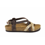 Кафяви дамски сандали, естествена кожа - всекидневни обувки за лятото N 100025559