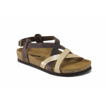 Кафяви дамски сандали, естествена кожа - всекидневни обувки за лятото N 100025559