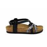 Черни дамски сандали, естествена кожа - ежедневни обувки за лятото N 100025560