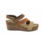 Кафяви дамски сандали, естествена кожа - всекидневни обувки за лятото N 100025561