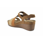 Кафяви дамски сандали, естествена кожа - всекидневни обувки за лятото N 100025561