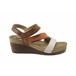 Кафяви дамски сандали, естествена кожа - всекидневни обувки за лятото N 100025563