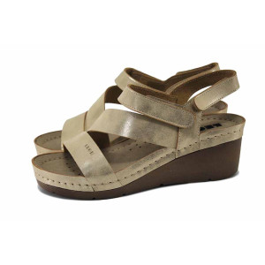 Жълти дамски сандали, естествена кожа - ежедневни обувки за лятото N 100025562