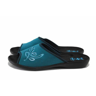 Зелени домашни чехли, текстилна материя - равни обувки за пролетта и лятото N 100025530