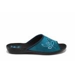 Зелени домашни чехли, текстилна материя - равни обувки за пролетта и лятото N 100025530