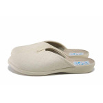 Бежови дамски чехли, здрава еко-кожа - ежедневни обувки за пролетта и лятото N 100025531