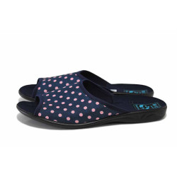 Сини домашни чехли, текстилна материя - равни обувки за пролетта и лятото N 100025533