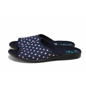 Сини домашни чехли, текстилна материя - равни обувки за пролетта и лятото N 100025533