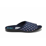 Сини домашни чехли, текстилна материя - равни обувки за пролетта и лятото N 100025533