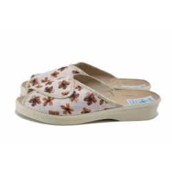 Бежови домашни чехли, текстилна материя - всекидневни обувки за пролетта и лятото N 100025535