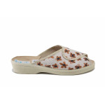 Бежови домашни чехли, текстилна материя - всекидневни обувки за пролетта и лятото N 100025535