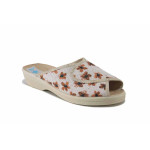 Бежови домашни чехли, текстилна материя - всекидневни обувки за пролетта и лятото N 100025535