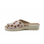 Бежови домашни чехли, текстилна материя - всекидневни обувки за пролетта и лятото N 100025535